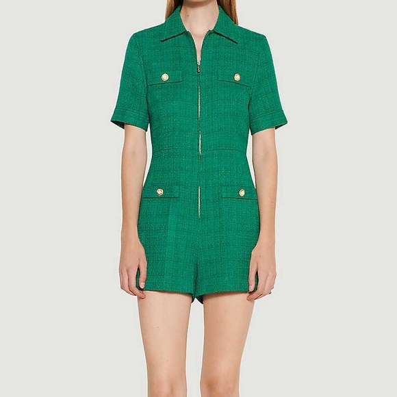 Sandro Jacky Zip Up Tweed Romper - Picture 5 of 10